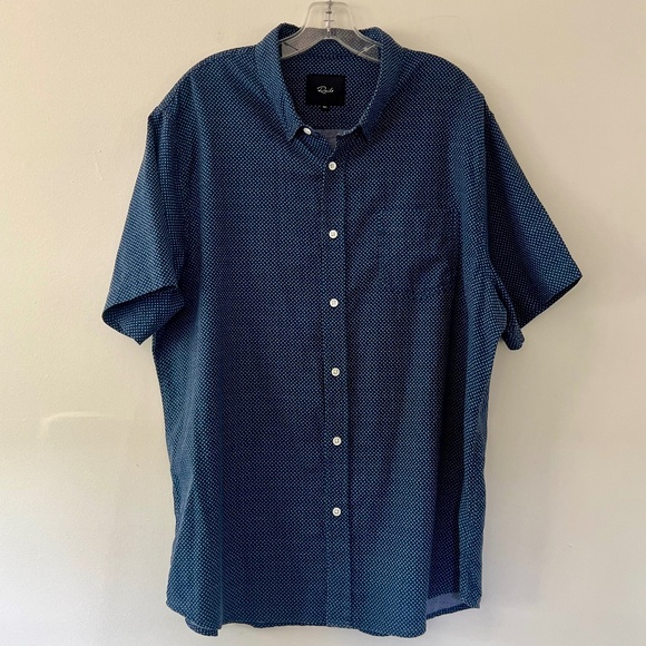 Rails Mens Indigo Short Sleeve Diamond Batik Casual Cotton Leisure Shirt Sz XXL - Picture 1 of 11